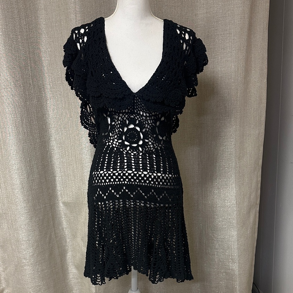 Betsy Johnson Black Crochet coverup or dress